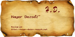 Hayer Dezső névjegykártya